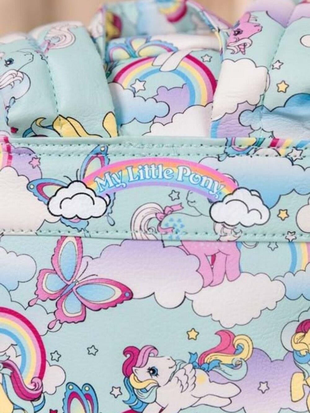 My Little Pony Rainbows and Butterflies Faux Leather Mini Backpack Official NWT - Picture 5 of 13